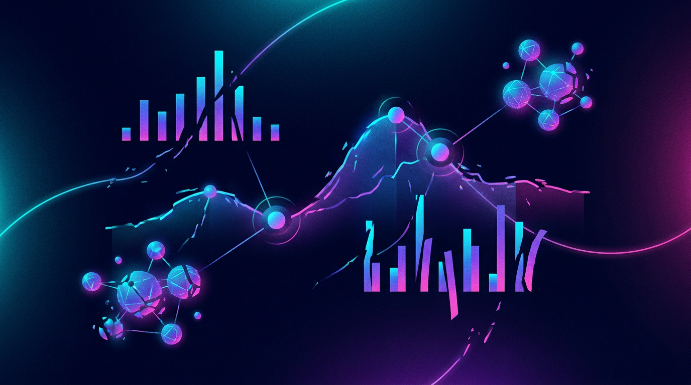 Graphiques abstraits représentant des anomalies de followers et d’engagement sur TikTok